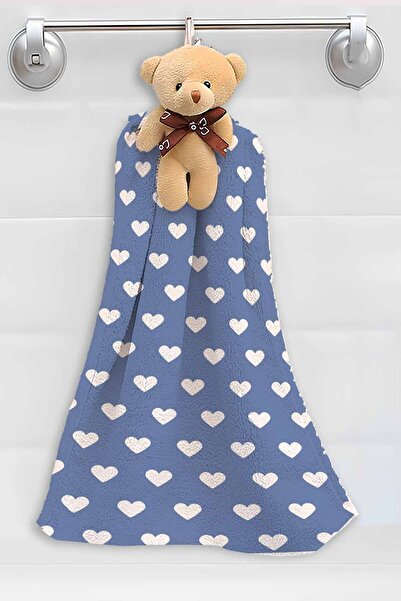 Else Dekor Блакитно-білий рушник для ванної кімнати та кухні з сердечками та ведмедиками, 30x35 см