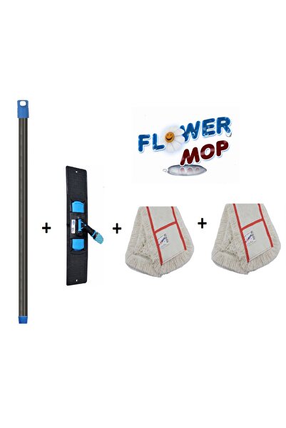 flowermop NEMLİ PASPAS MOP TAKIM 1 AD 60 CM PALET 1 AD METAL SAP +2AD NEMLİ P...