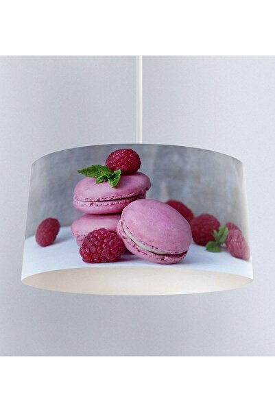 Genel Markalar Pembe Makaron Kurabiye Desenli Kumaş Mutfak 3D Sarkıt Avize