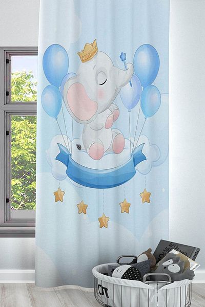 Else Dekor Cortina de fundal decorativă pentru copii și copii cu model cu balon albastru