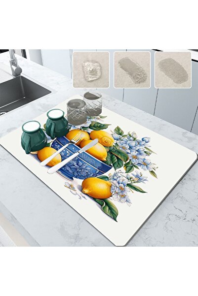 Else Dekor DSN8 Нековзний водопоглинаючий килимок для сушіння посуду DSN8 Центр для стільниці