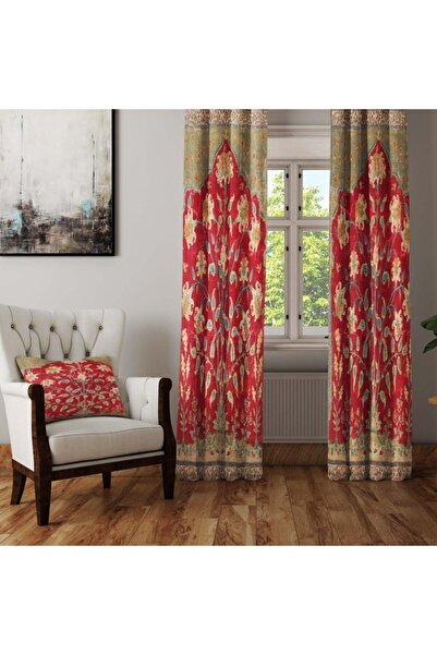 Else Halı Sarı Kırmızı Eskitme Çiçekli Şark Otantik Anadolu Osmanlı Desenli F...