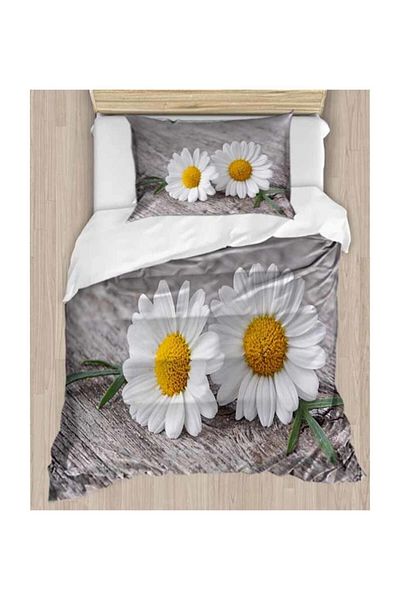 Else Halı Set de lenjerie de pat de o persoană Else Yellow Daisies cu model 3D