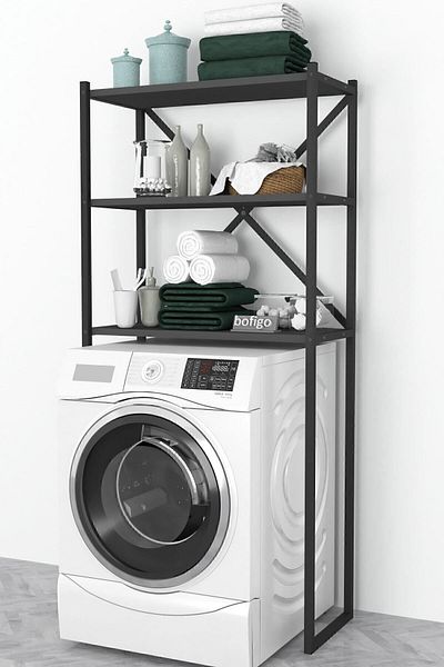 Bofigo Bofigo 3 Shelf Metal Bathroom Organizer Metal Bathroom Rack Washing Machine Anthracite