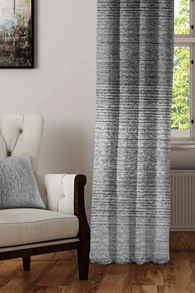 Else Halı Gri Beyaz Degrade Dijital Baskı Desenli Dekoratif Salon Fon Perde