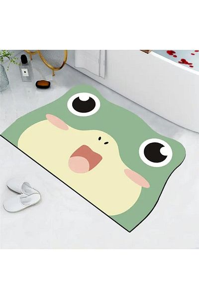 Else Dekor Frog Water Absorbent Shower Μπροστινό χαλάκι μπάνιου Κάθισμα τουαλέτας Μονοκόμματο χαλί μπάνιου ζώων
