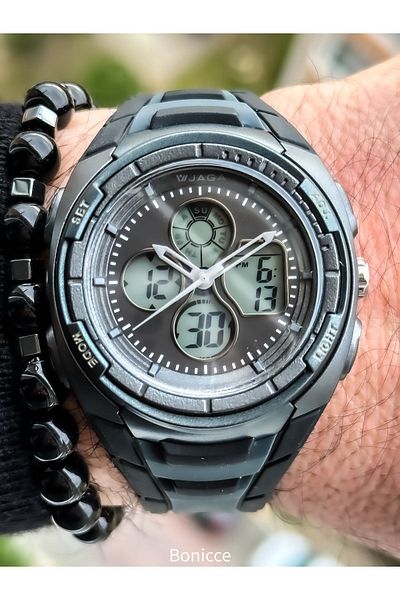 Jaga Smoked Digital Men's Wristwatch with Waterproof Stopwatch