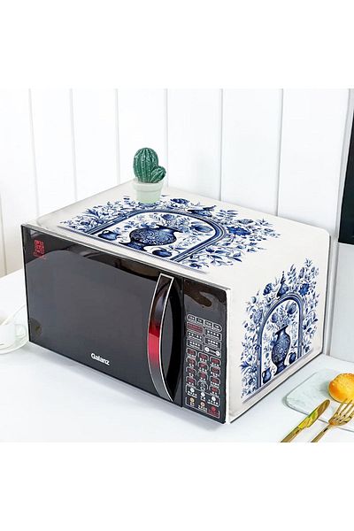 Else Dekor Vaza Albastru Alb Cu Motiv Vintage Husa Cuptor Microunde 35x100cm
