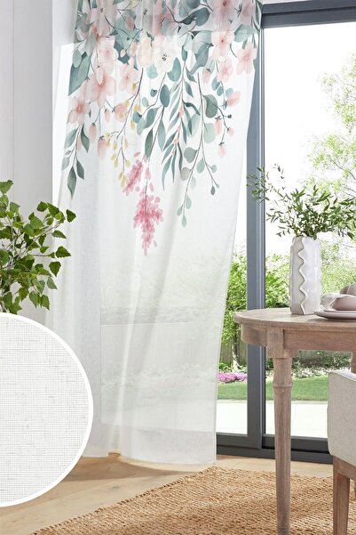 Else Dekor Colorful Floral Pattern Printed Decorative Living Room Kitchen Tulle Curtain 140x260cm