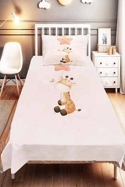 Else Dekor Star and Giraffe Animal Patterned Children and Baby Bedspread - Decorative and Comfortable