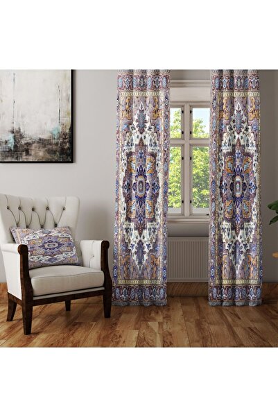 Else Halı Mavi Kahve Etnik Türkmen Şark Otantik Anadolu Osmanlı Desenli Fon P...