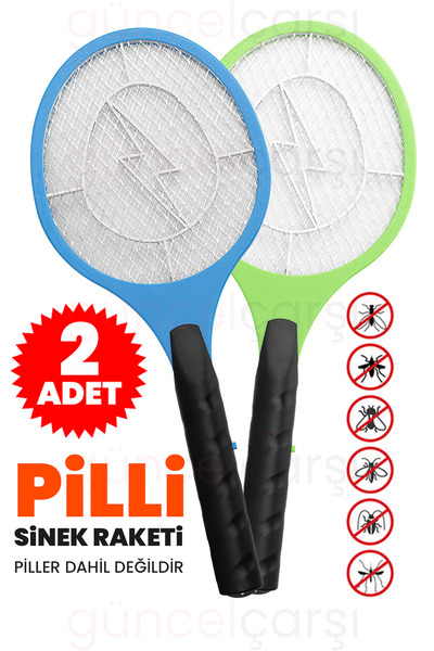 GüncelÇarşı Pilli Sinek Öldürücü Raket Elektrikli Sinek Raketi - 2 Adet