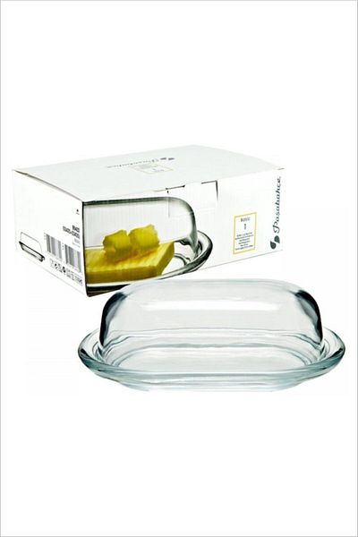 Paşabahçe Glass Basic Butter Bowl Cheese Butter Breakfast Storage Presentation Container Bowl with Lid