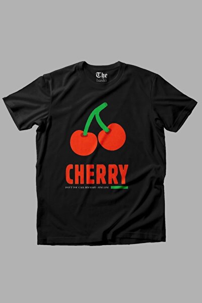 The Baski Crna unisex majica Cherry Cherry Štampano kratkih rukava T-shirt