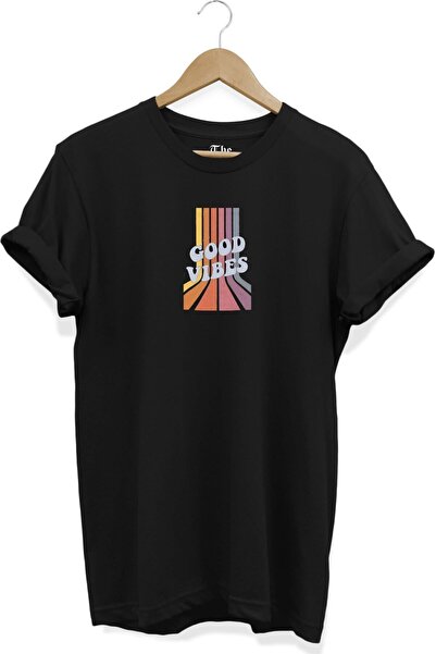 The Baski Crna unisex majica Good Vibes Štampano kratkih rukava T-shirt