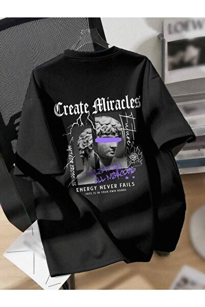 NoVibe Tricou imprimat unisex pentru copii Create Miracles