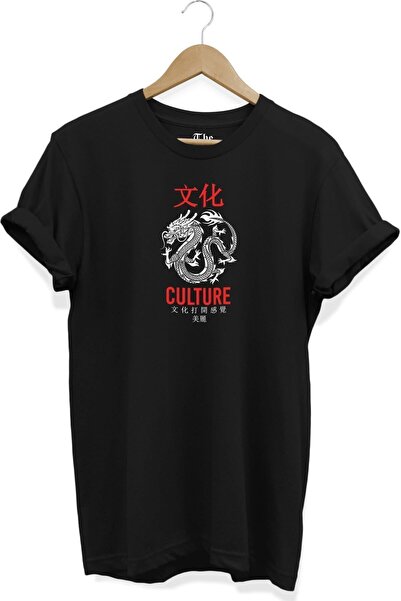 The Baski Crna unisex japanska kultura zmaja Štampano kratki rukav T-shirt
