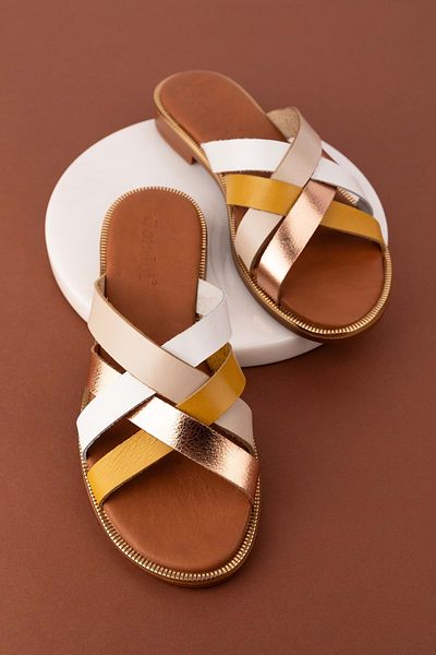 Gondol Colorful Genuine Leather Women's Vaketa Slippers - Ayh.734