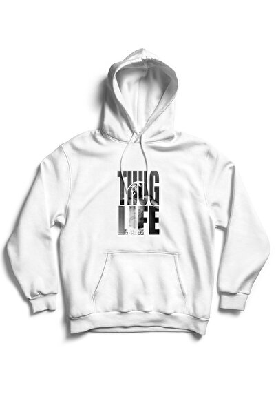 The Baski Unisex bela Thug Life Štampano kul visokokvalitetna premium majica