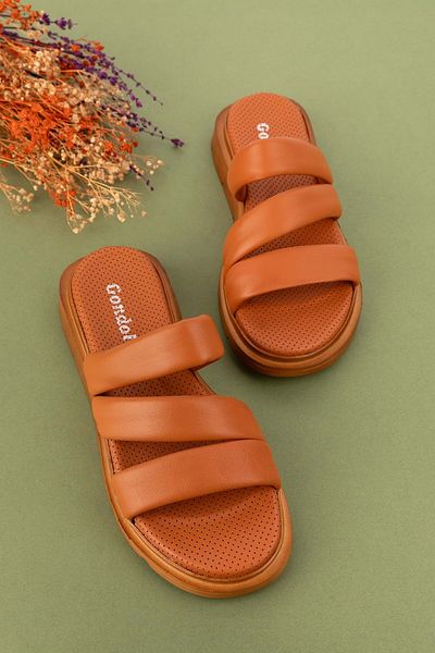 Gondol Women's Genuine Leather Comfortable Daily Stylish Slippers Ayh.45