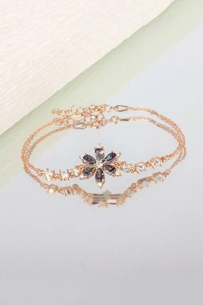 Else Silver 925 Ayar Gümüş Nergis Çiçeği Bileklik Mistik Topaz