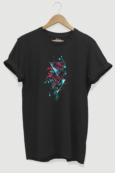 The Baski Crna unisex majica sa trokutastim slojevima Planet Štampano kratkih...