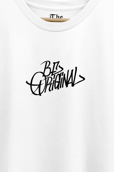 The Baski تي شيرت أبيض بأكمام قصيرة مطبوع عليه Be Original Be Original للجنسين