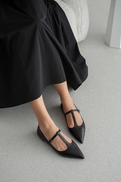 TrendyAnka Černé dámské baleríny - 2 cm krátký nízký podpatek, každodenní pohodlné nošení