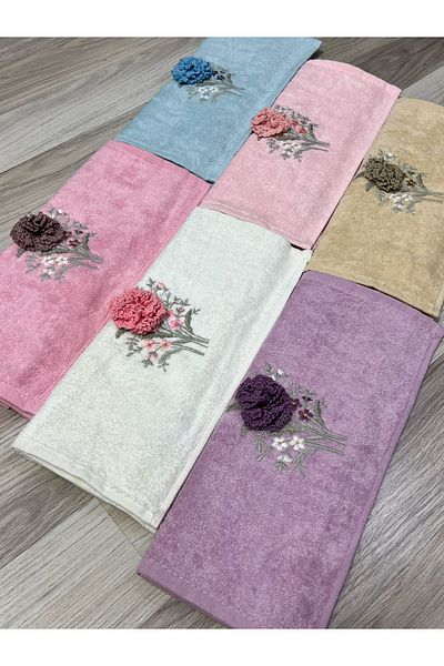 AYHANHOME Комплект кухненски кърпи 3D Elishia Flower Embroded Velvet 6-Pack 30x50
