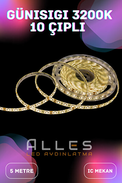 ALLES GÜNIŞIĞI 3200K 10 ÇİPLİ 4040 12 VOLT İÇ MEKAN ŞERİT LED