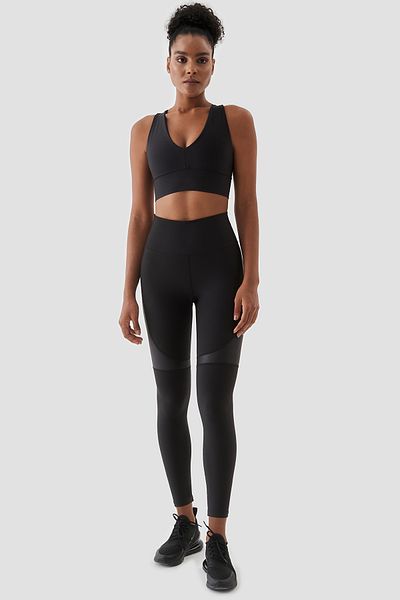 Superstacy Yvonne Shiny Piece Detailed Black Sports Leggings