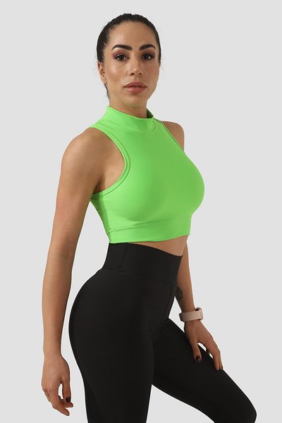 Superstacy Stand Collar Green Sports Bra