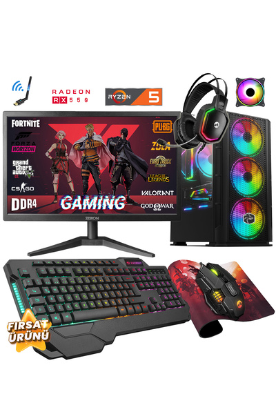 Zeiron Zrx12 Lite Ryzen 5 3600 16GB Ram 256GB SSD RX550 4GB 19" Oyuncu Masaüs...