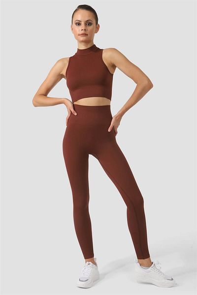 Superstacy High Waist Seamless Brown Sports Leggings
