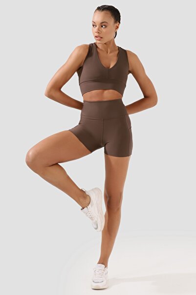 Superstacy Nichole Bitter Brown Color Sports Bra