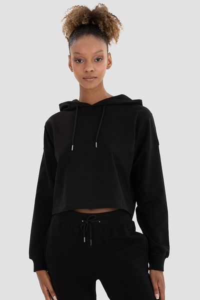Superstacy Lisa Oversize Black Crop Hoodie