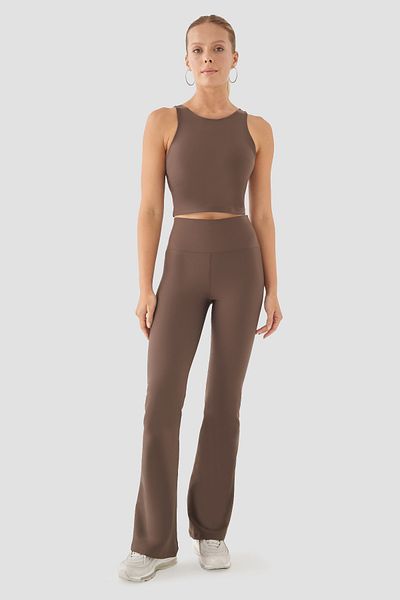 Superstacy Nichole Flare High Waist Bitter Brown Sports Leggings