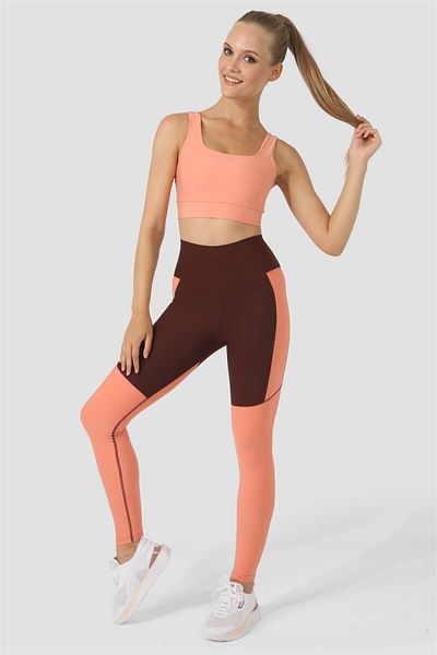 Superstacy Square Neck Peach Sports Bustier