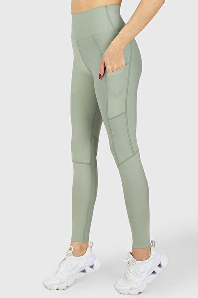 Superstacy Leggings sport verde deschis cu talie înaltă și buzunare