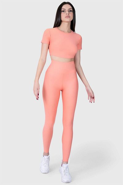 Superstacy Short Sleeve Sports Peach Crop Top