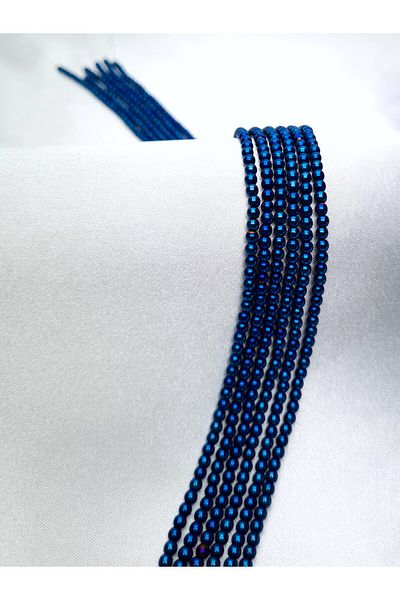 Yüksel Boncuk 3 mm Navy Blue Natural Stone - Σειρά πολύτιμων λίθων αιματίτη