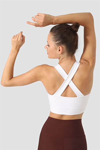 Superstacy Bustieră sport albă - Design cu bretele încrucișate