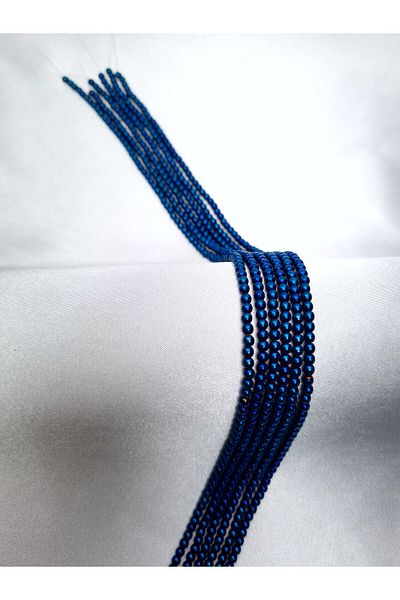 Yüksel Boncuk 3 mm Navy Blue Natural Stone - Σειρά πολύτιμων λίθων αιματίτη
