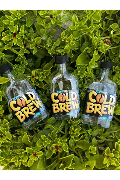 COLD BREW TREND by uğur cadırcı Coldbrew Şişesi Cam Şeffaf Şişe 3 ADETLİ Suya Dayanıklı 3D PVC Etiketli 200 ml Şişe
