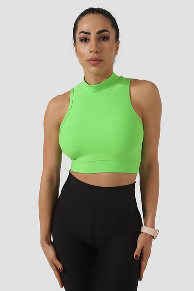 Superstacy Stand Collar Green Sports Bra