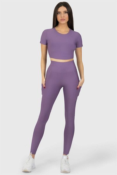 Superstacy Short Sleeve Sports Lilac Crop Top