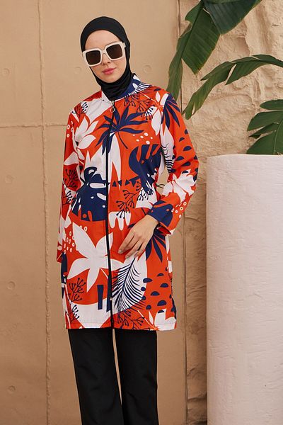 REMSA Hijab Patterned Parachute Full Covered Swimsuit - Woven 2224-178