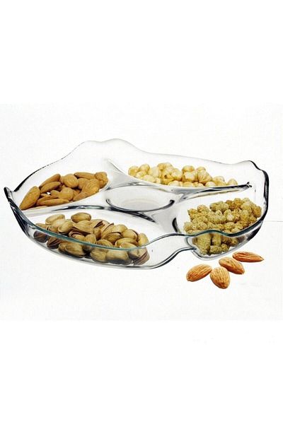 Paşabahçe Patisserie Compartmented Plate Breakfast Snack Bowl 10467 Compartmented Snack Bowl