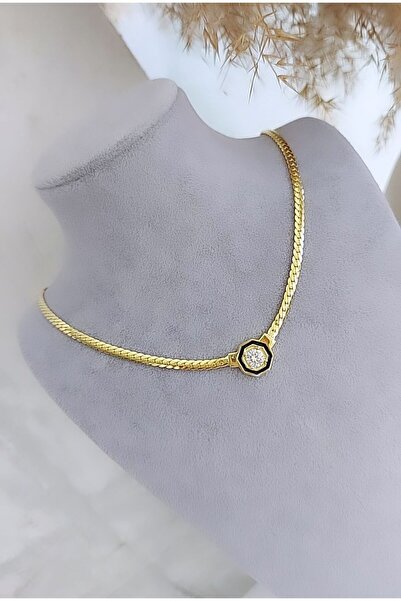 Atölye Eliz 925s Gümüş 14k Altın Kaplama Beyaz Taş Çağla Kolye