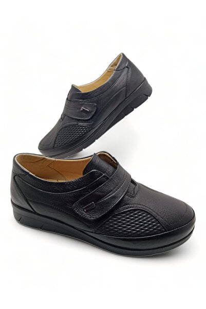 MAGIC SHOES Kadın Siyah Hakiki Deri Içi Deri Comfort Tam Ortopedik Çırtlı Anne Ayakkabısı